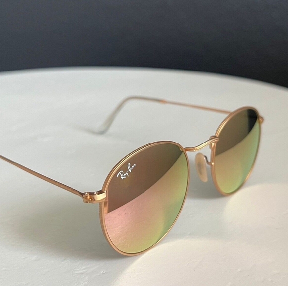 LIKE NEW RayBan Round Metal RB3447 Pink Mirror Flash Ray ban Sunglasses - Picture 6 of 16